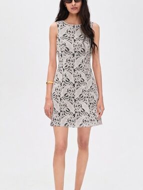 H&M Black & White embroidery Sleeveless Floral Lace Dress